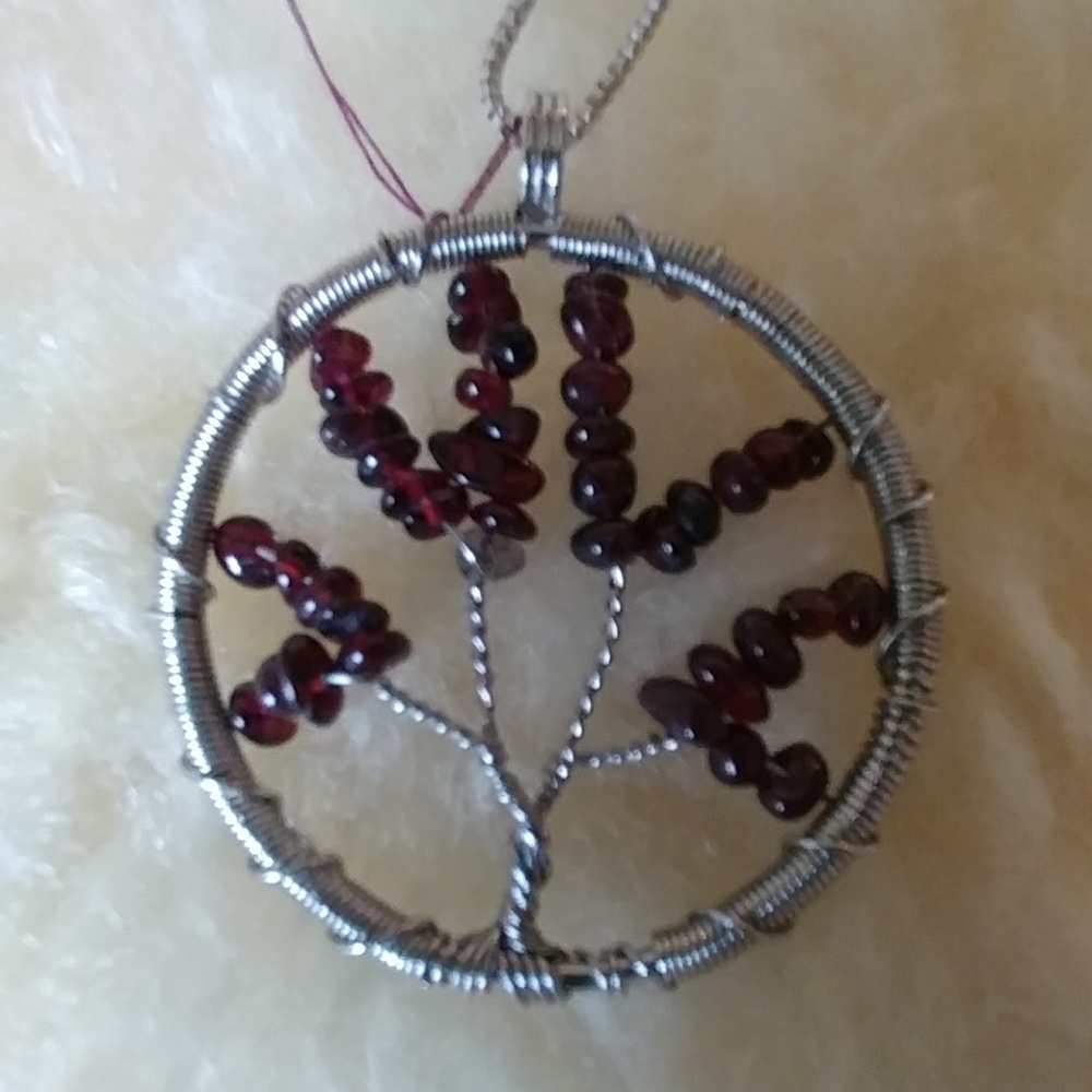 SS Garnet Tree of Life Necklace